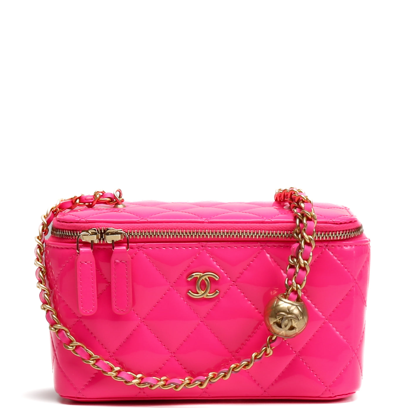 CHANEL Patent Crush Vanity w/ Chain - Neon Pink