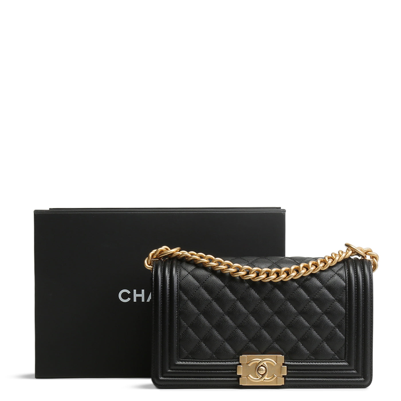 CHANEL Caviar Medium Boy Bag - Black