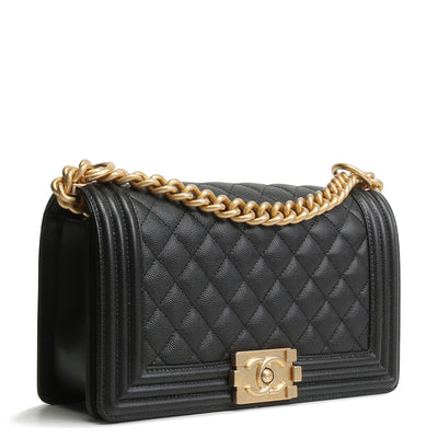 CHANEL Caviar Medium Boy Bag - Black