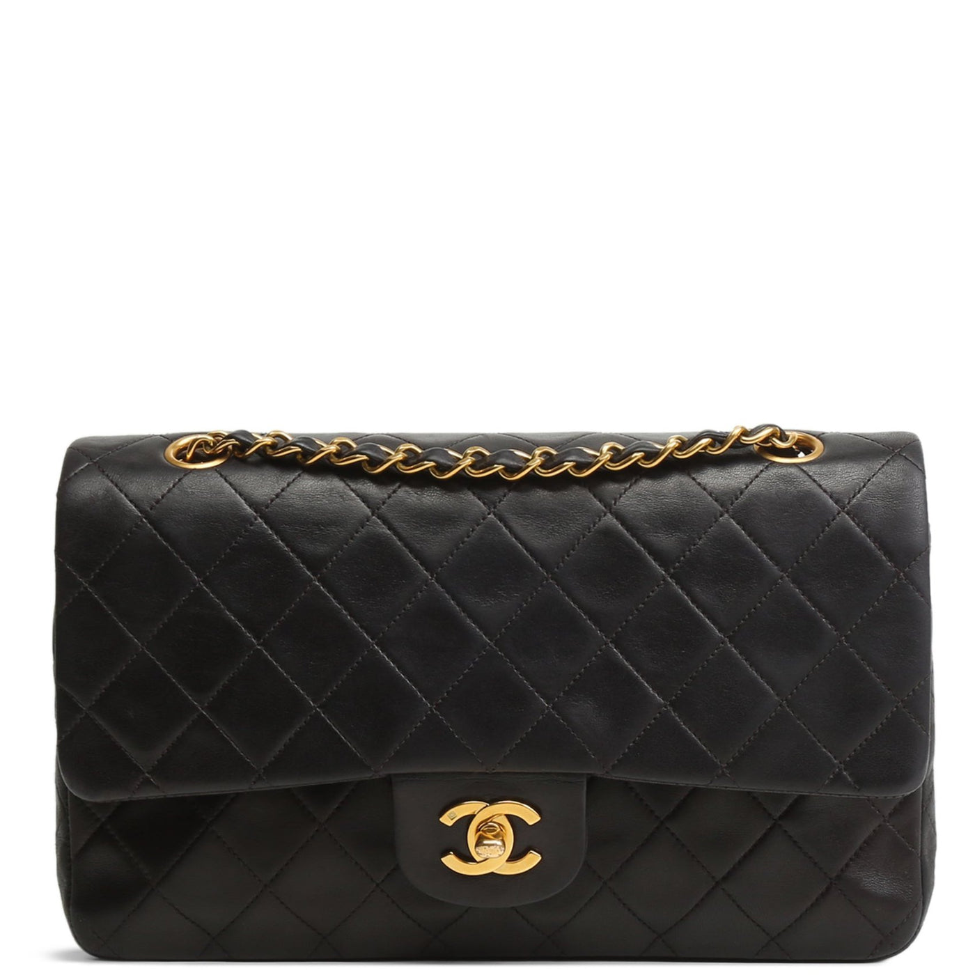 CHANEL Lambskin Medium Double Flap Bag - Black FINAL SALE OUTLET