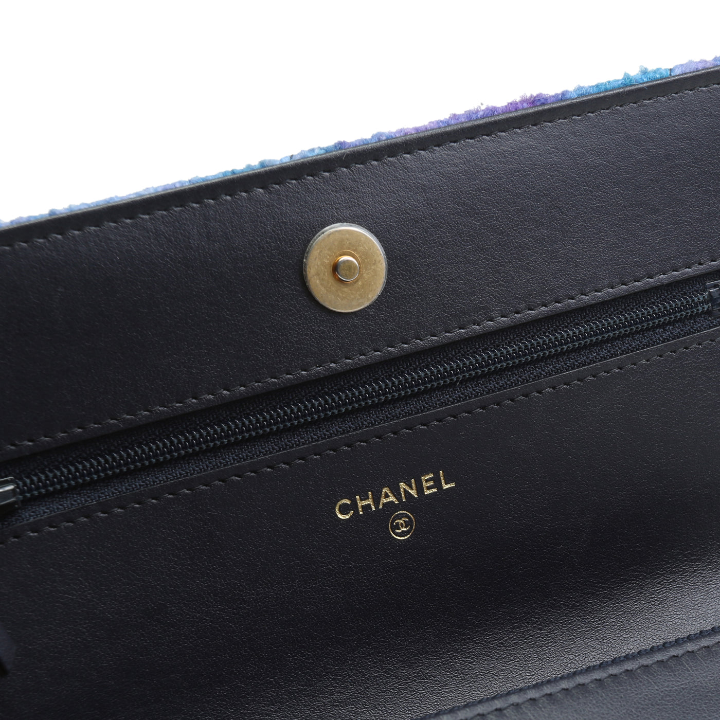 CHANEL 19 Tweed Wallet On Chain - Ombre Purple & Blue