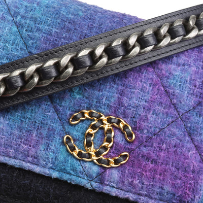 CHANEL 19 Tweed Wallet On Chain - Ombre Purple & Blue