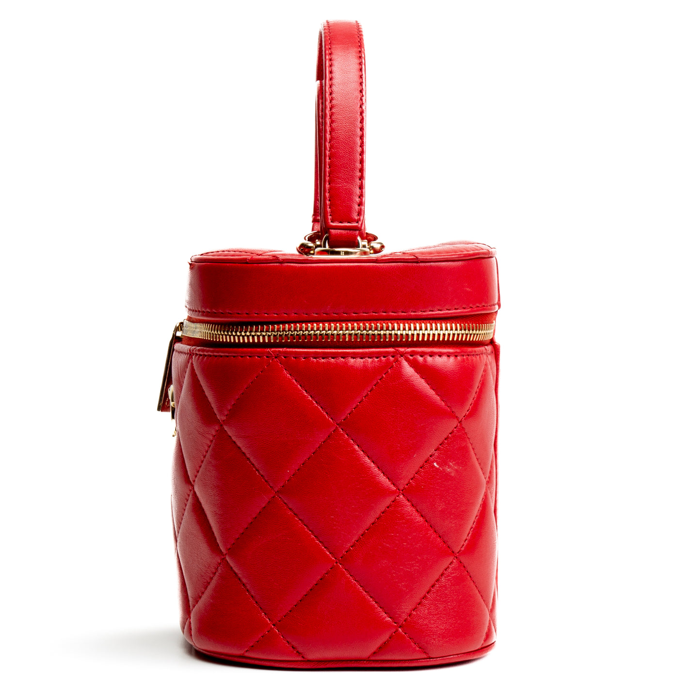 CHANEL Trendy CC Lambskin Vanity Top Handle - Red