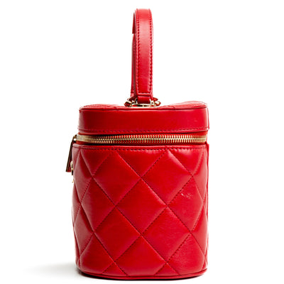 CHANEL Trendy CC Lambskin Vanity Top Handle - Red