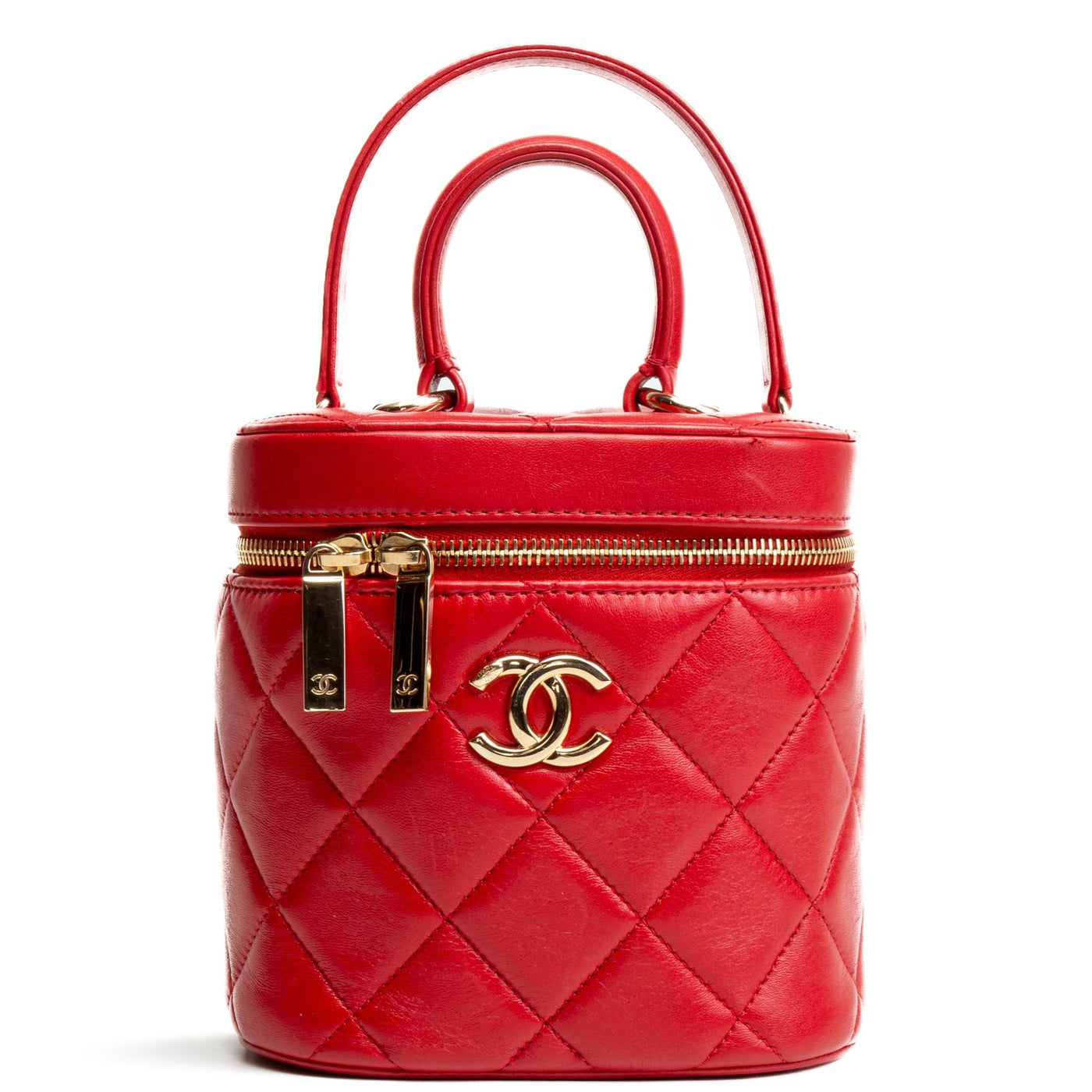 CHANEL Trendy CC Lambskin Vanity Top Handle - Red