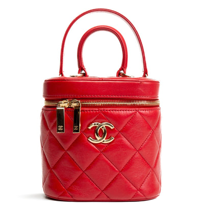 CHANEL Trendy CC Lambskin Vanity Top Handle - Red