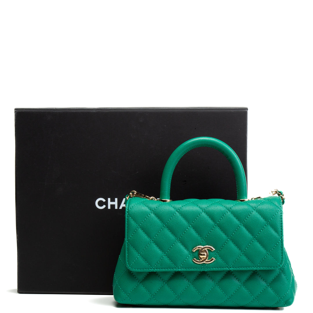 CHANEL Mini Coco Handle Flap Bag - Kelly Green