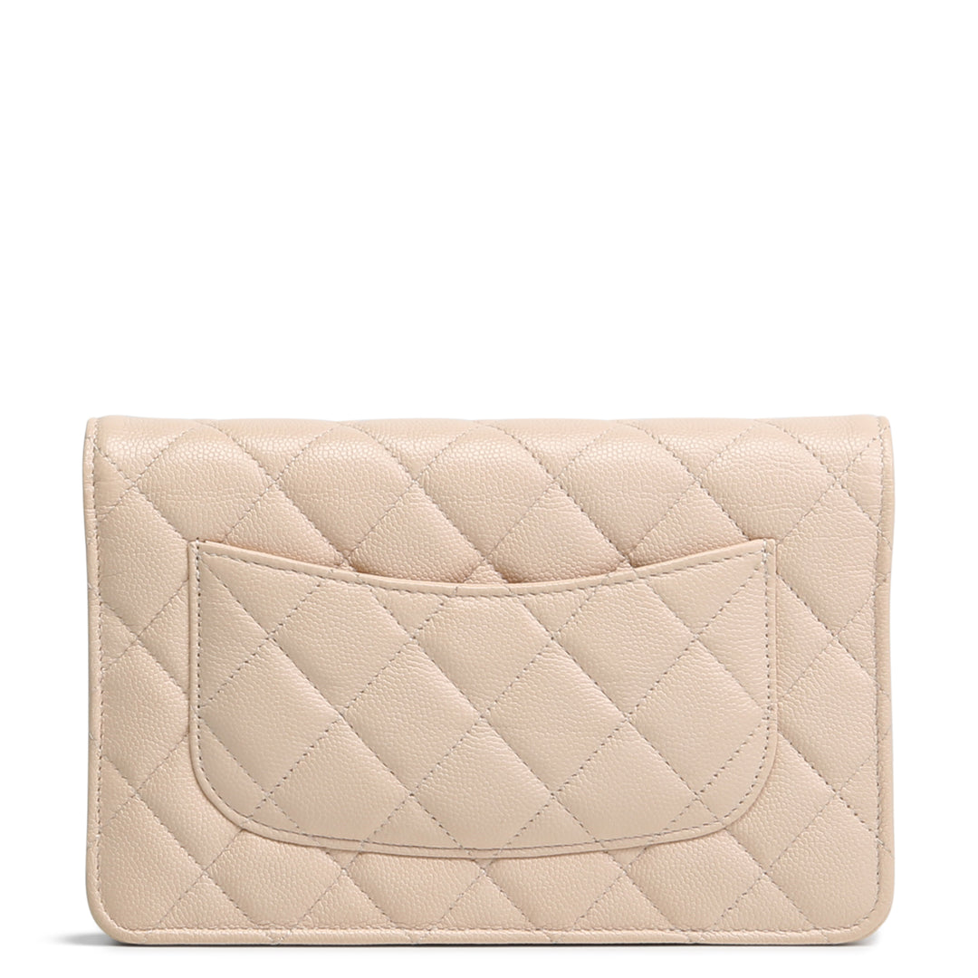 CHANEL Caviar Quilted Coco Candy Wallet on Chain- Beige