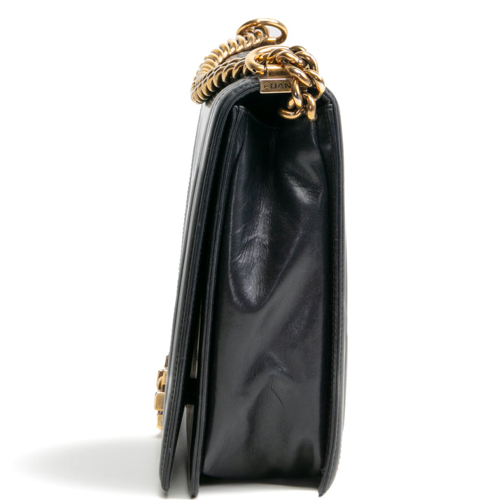 CHANEL Large Original Clasp Boy Bag- Black OUTLET FINAL SALE