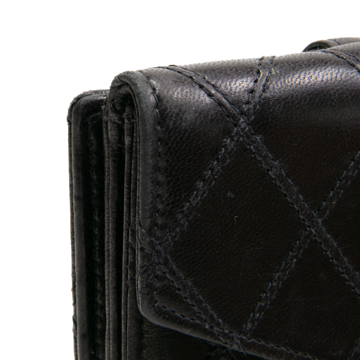 CHANEL Quilted Bifold Flap Compact Wallet -Black OUTLET FINAL SALE