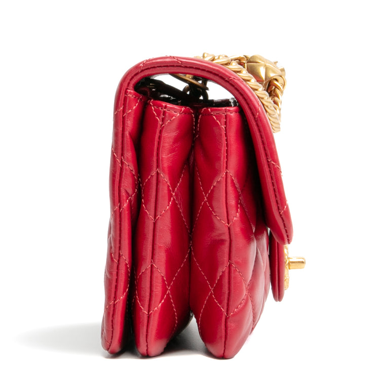 CHANEL All Slide Small Flap Bag - Cherry Red