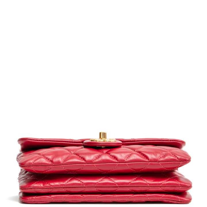 CHANEL All Slide Small Flap Bag - Cherry Red