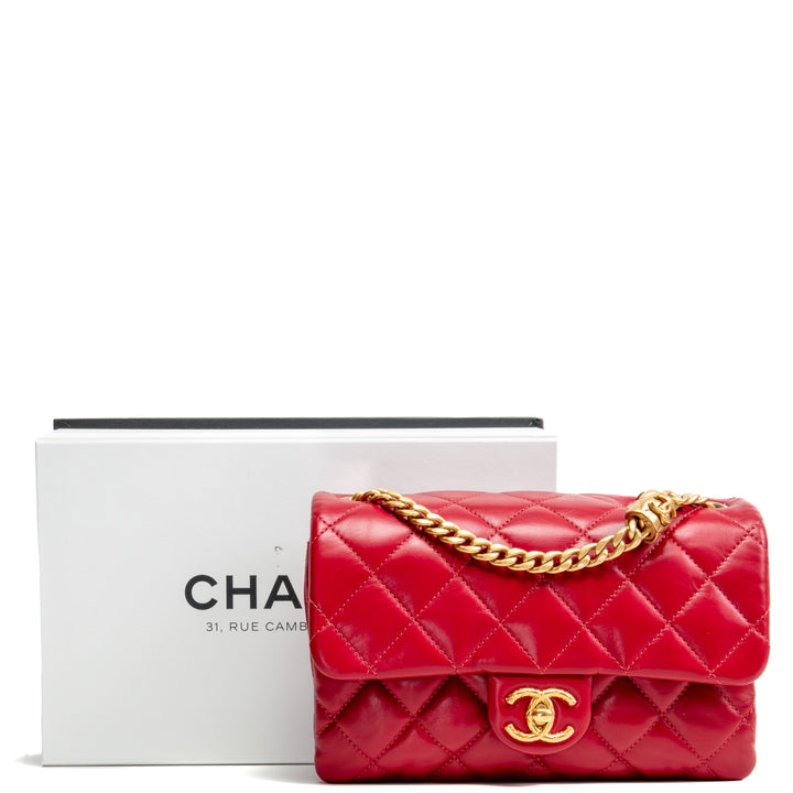 CHANEL All Slide Small Flap Bag - Cherry Red