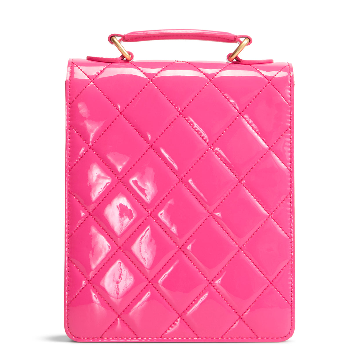 CHANEL Patent Top Handle North/South Bag- Hot Pink