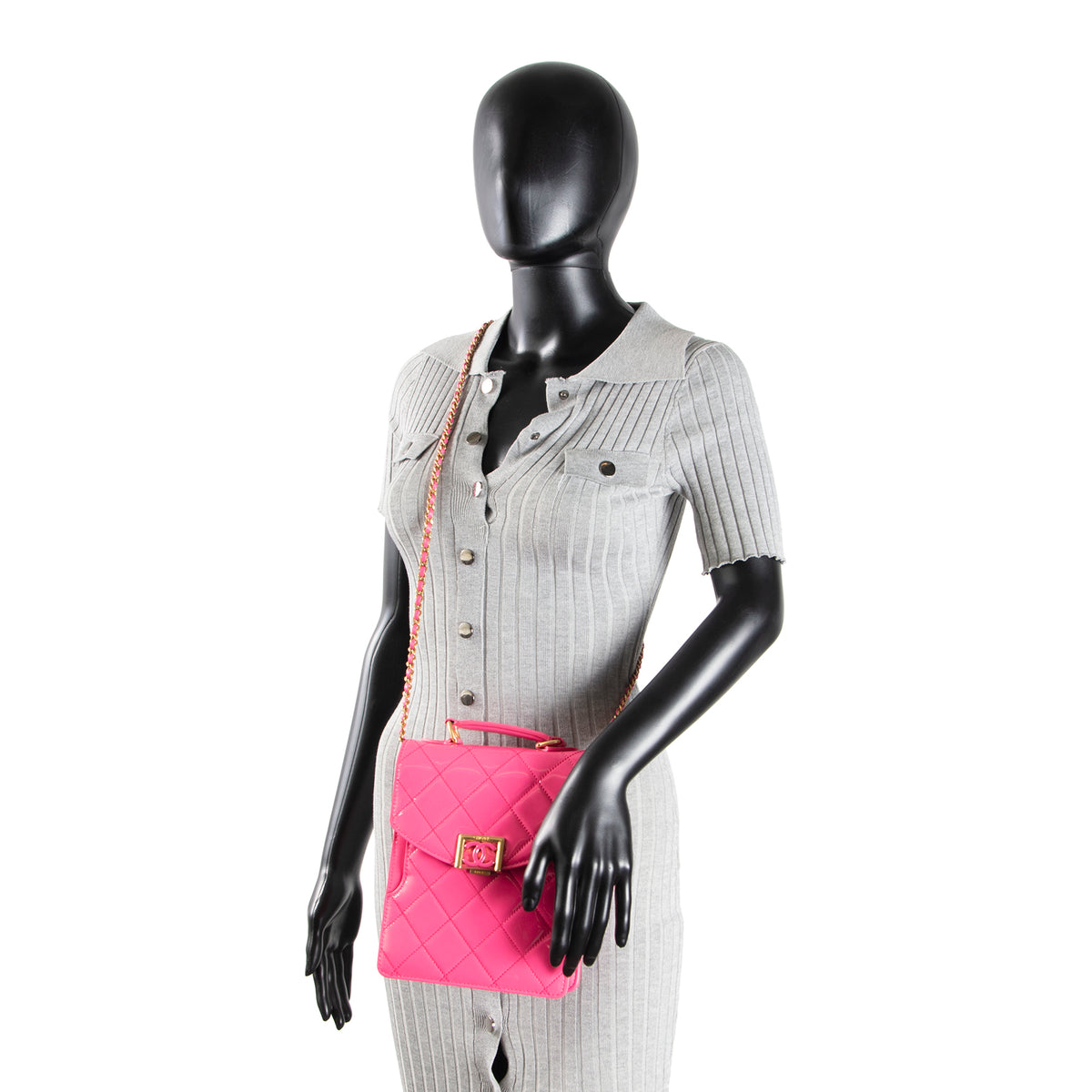 CHANEL Patent Top Handle North/South Bag- Hot Pink