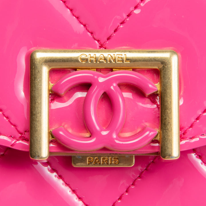 CHANEL Patent Top Handle North/South Bag- Hot Pink
