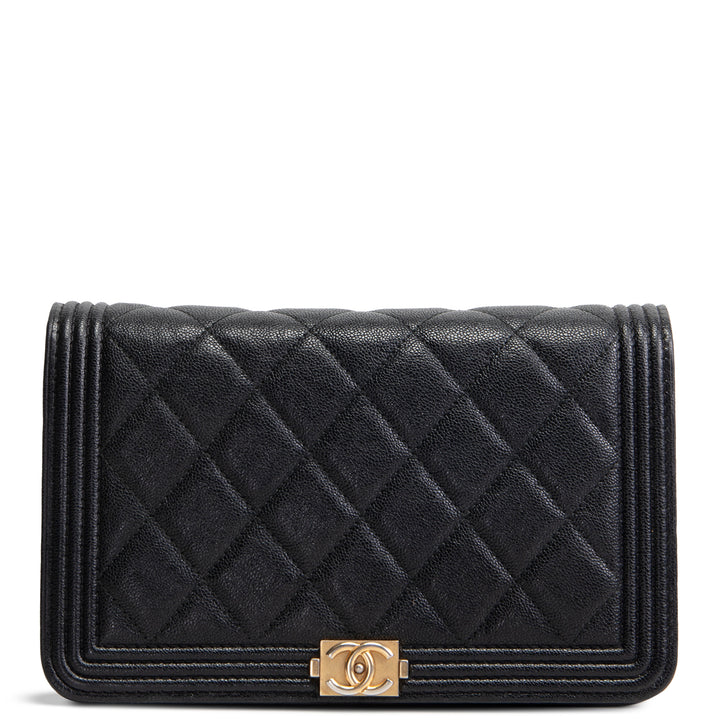 CHANEL Caviar Quilted Boy Wallet on Chain - Black