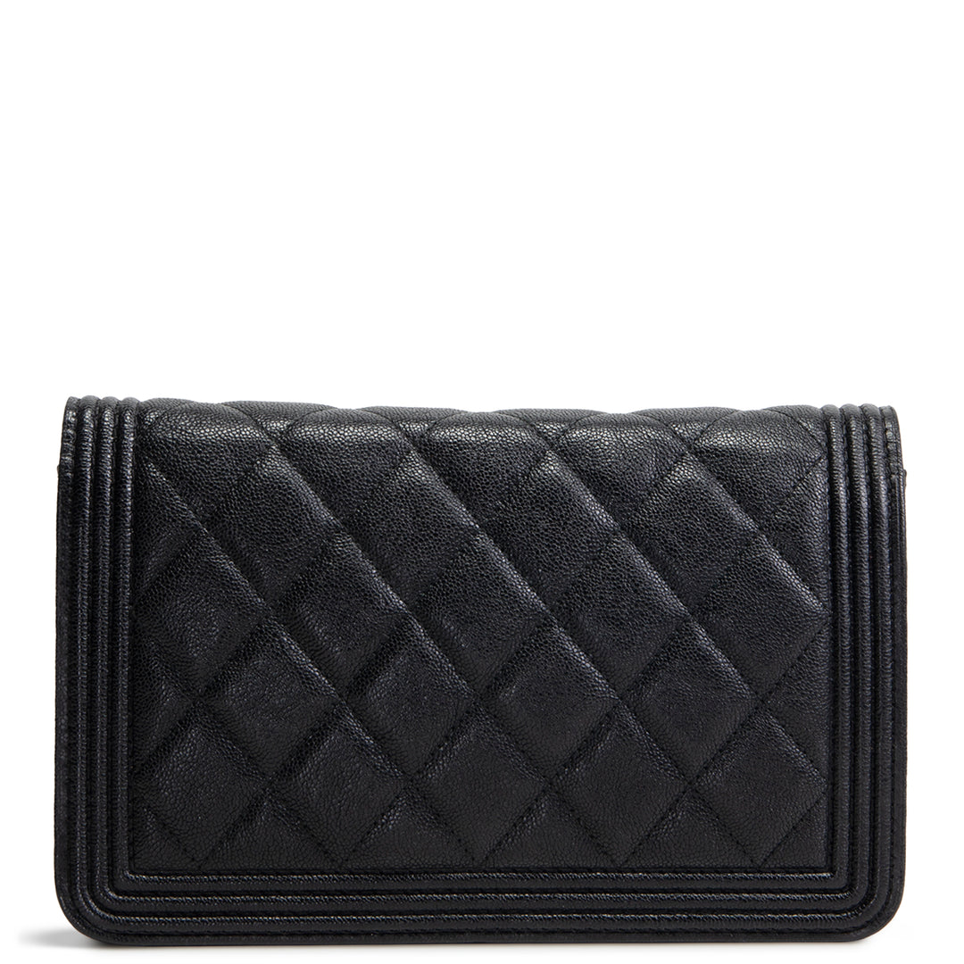 CHANEL Caviar Quilted Boy Wallet on Chain - Black