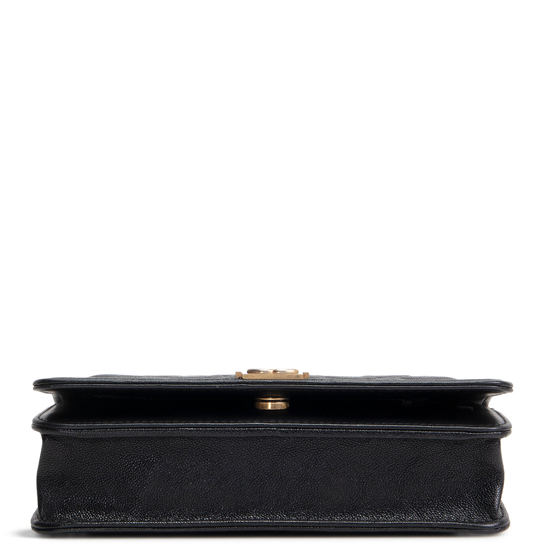 CHANEL Caviar Quilted Boy Wallet on Chain - Black