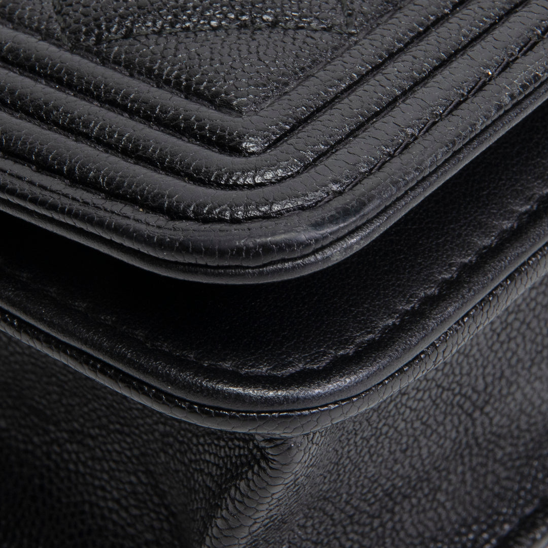 CHANEL Caviar Quilted Boy Wallet on Chain - Black