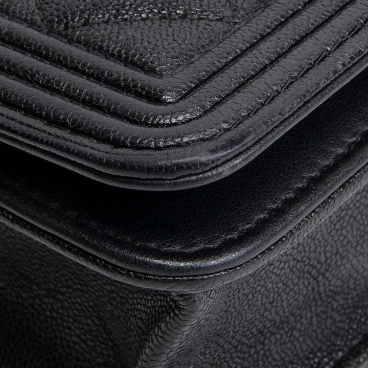 CHANEL Caviar Quilted Boy Wallet on Chain - Black