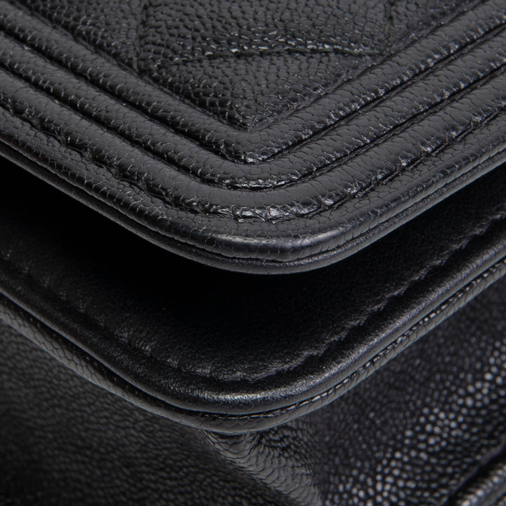 CHANEL Caviar Quilted Boy Wallet on Chain - Black