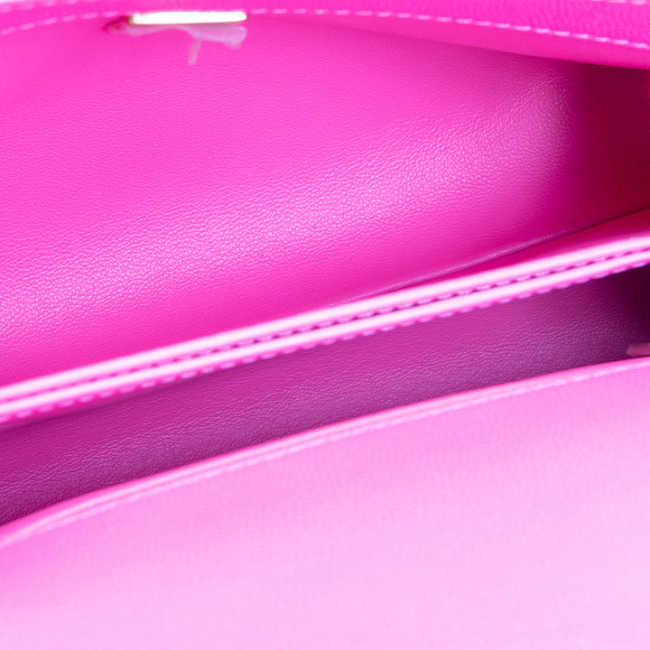 CHANEL Caviar Quilted Mini Coco Handle Flap Bag - Hot Pink