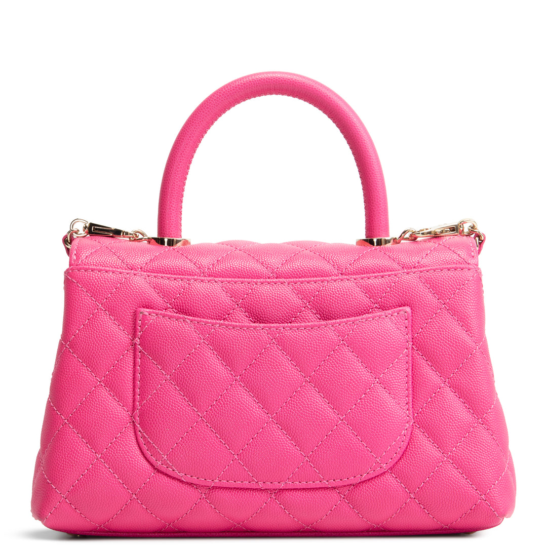 CHANEL Caviar Quilted Mini Coco Handle Flap Bag - Hot Pink