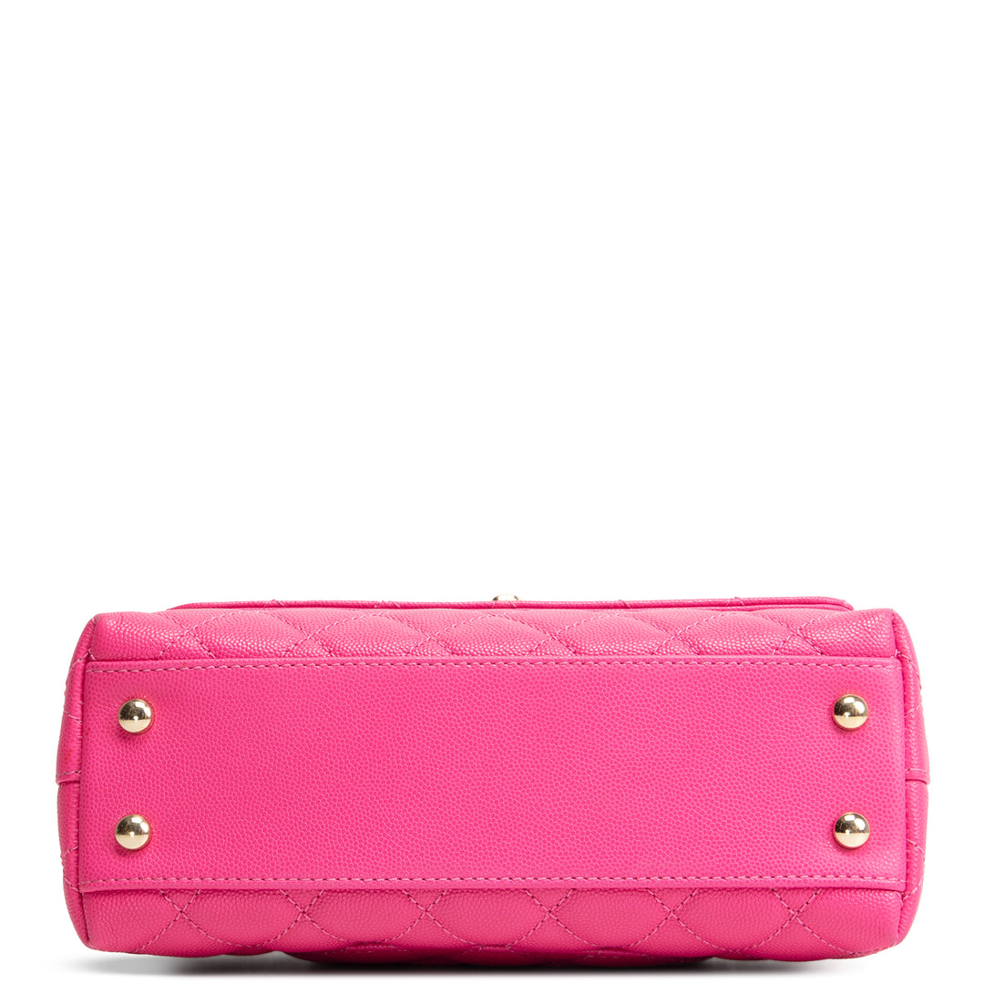 CHANEL Caviar Quilted Mini Coco Handle Flap Bag - Hot Pink