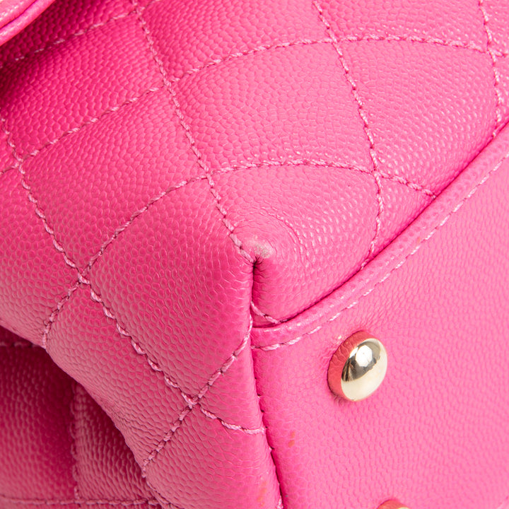 CHANEL Caviar Quilted Mini Coco Handle Flap Bag - Hot Pink
