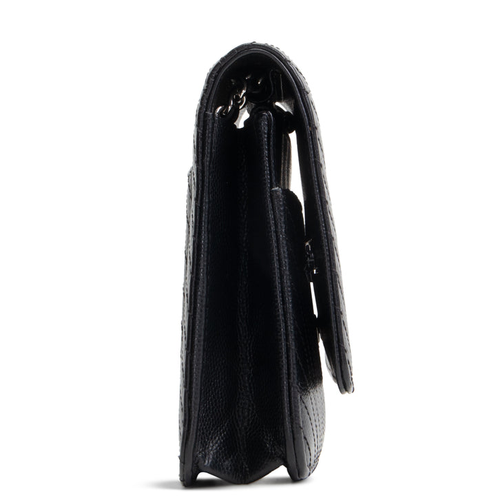 CHANEL Chevron Caviar Wallet on Chain - Black