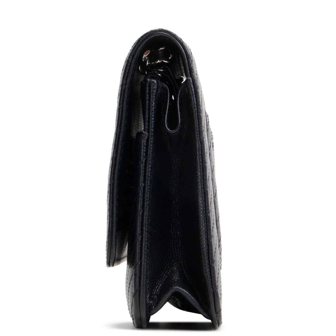 CHANEL Chevron Caviar Wallet on Chain - Black