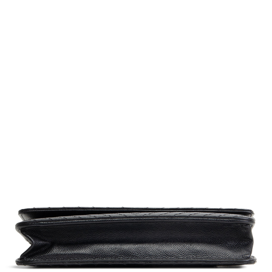 CHANEL Chevron Caviar Wallet on Chain - Black