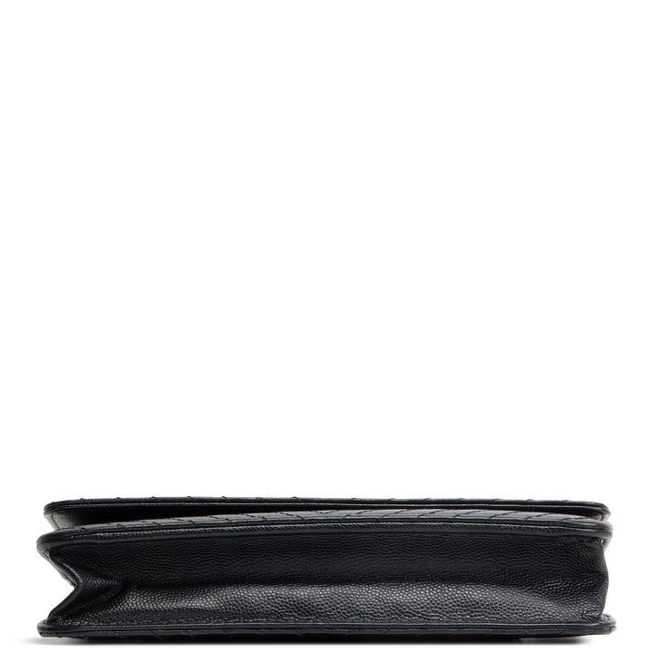 CHANEL Chevron Caviar Wallet on Chain - Black