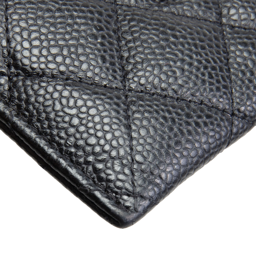 CHANEL Classic Caviar Quilted CC Card Holder- Black
