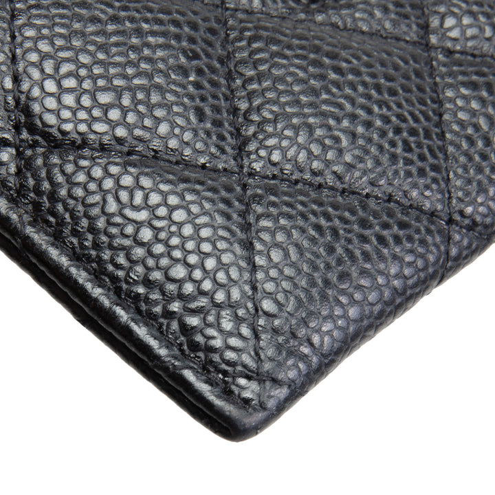 CHANEL Classic Caviar Quilted CC Card Holder- Black