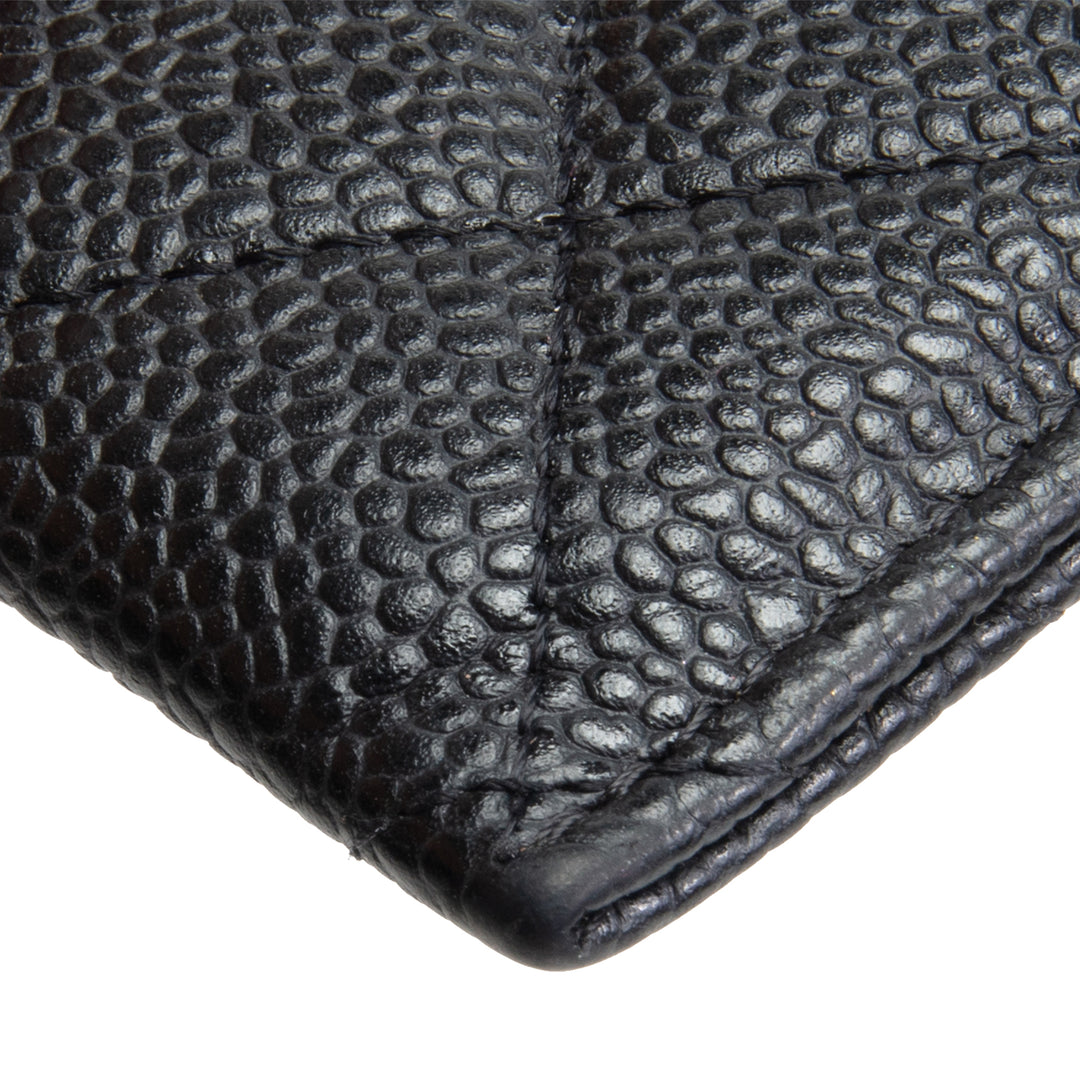 CHANEL Classic Caviar Quilted CC Card Holder- Black