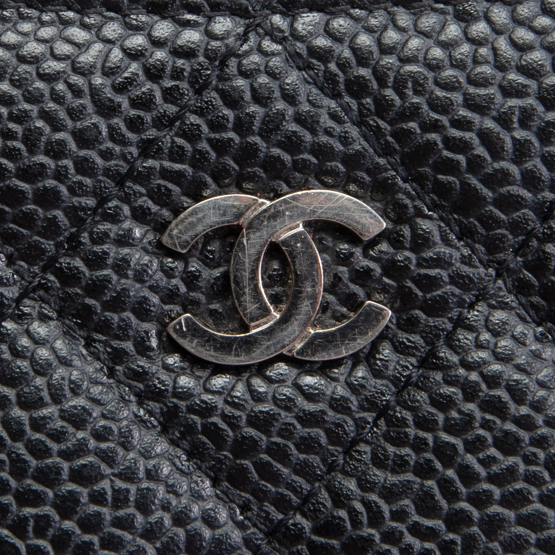 CHANEL Classic Caviar Quilted CC Card Holder- Black