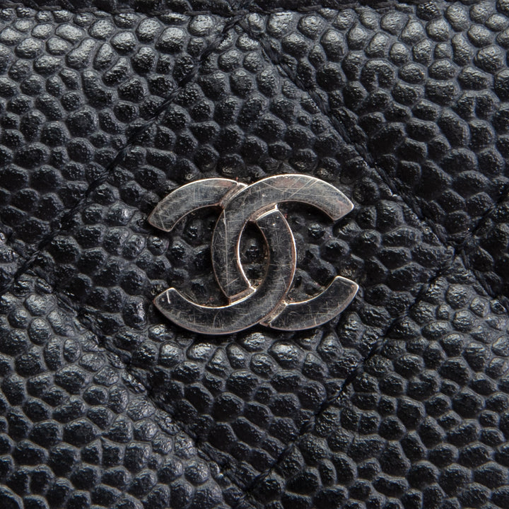 CHANEL Classic Caviar Quilted CC Card Holder- Black