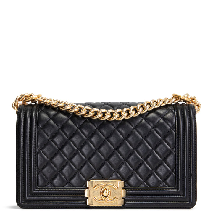 CHANEL Lambskin Medium Boy Bag - Black