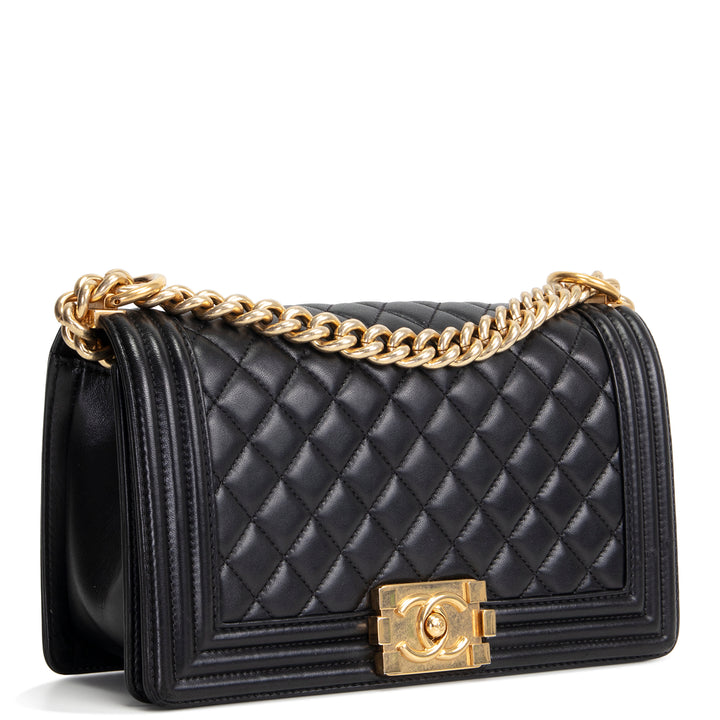 CHANEL Lambskin Medium Boy Bag - Black