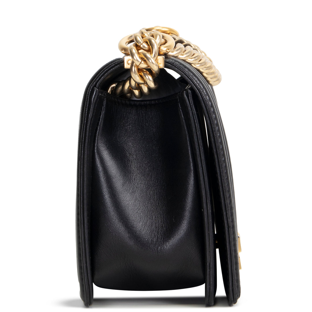 CHANEL Lambskin Medium Boy Bag - Black