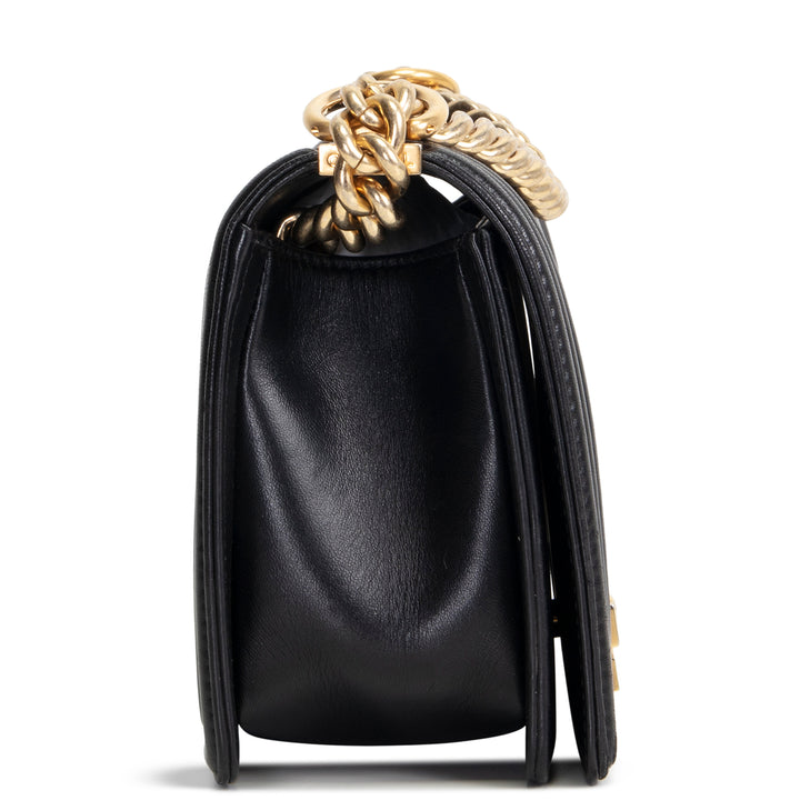 CHANEL Lambskin Medium Boy Bag - Black