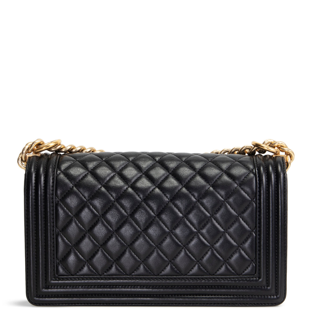 CHANEL Lambskin Medium Boy Bag - Black