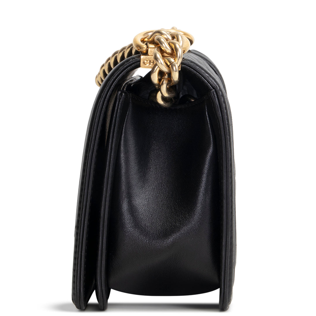 CHANEL Lambskin Medium Boy Bag - Black