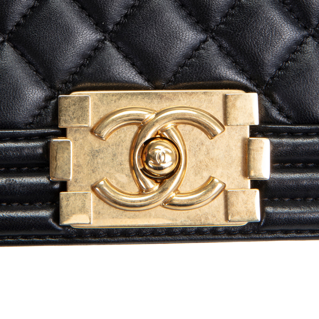 CHANEL Lambskin Medium Boy Bag - Black