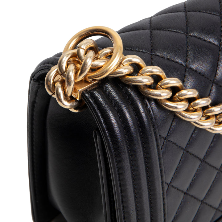 CHANEL Lambskin Medium Boy Bag - Black