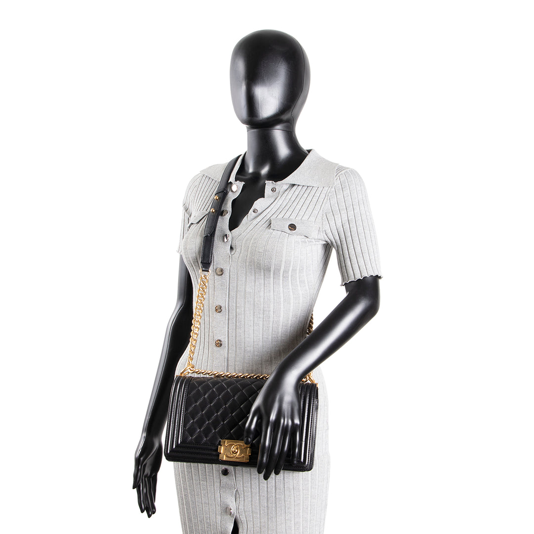 CHANEL Lambskin Medium Boy Bag - Black