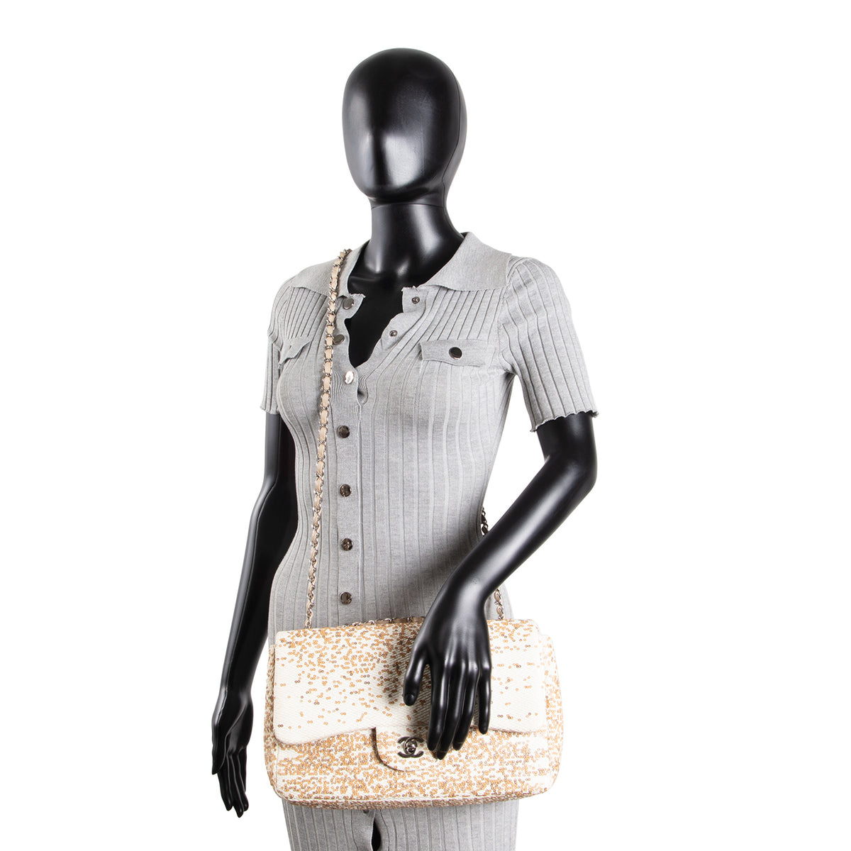 CHANEL Sequins Flap Bag - Ivory