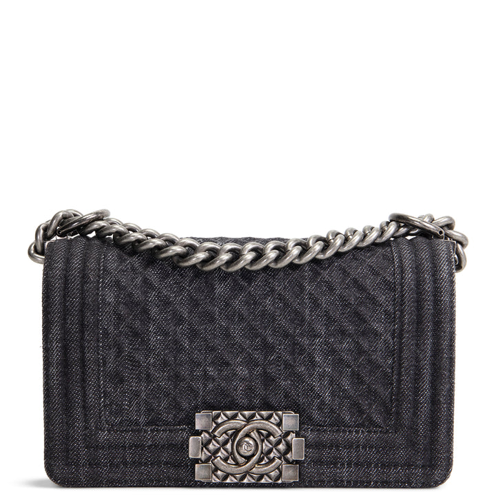 CHANEL Small Denim Boy Bag- Charcoal